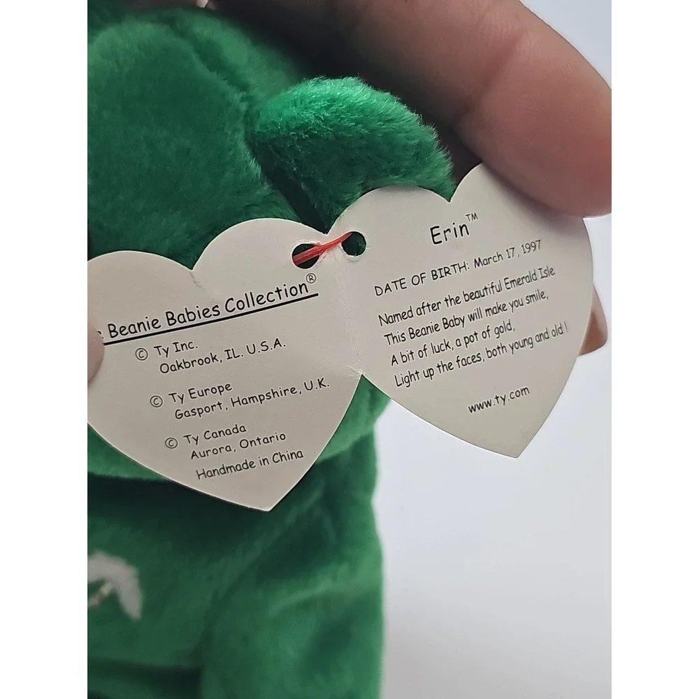 Ty Beanie Baby Erin The Bear‎ 1997 Retired Plush Toy (2)